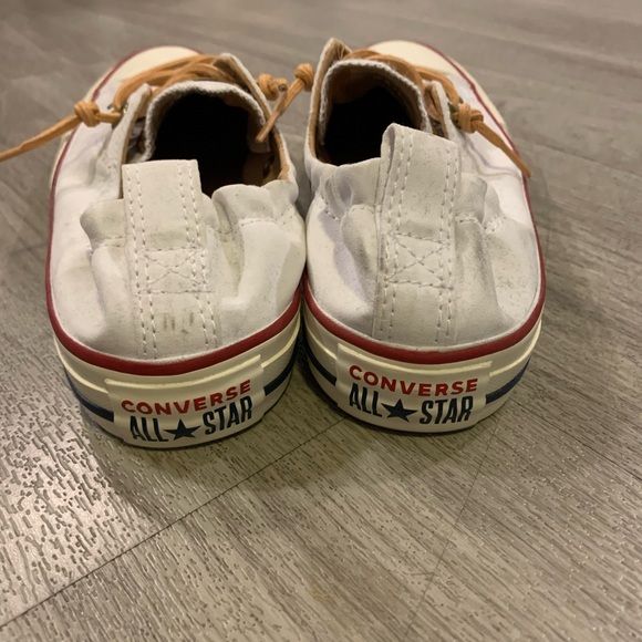 Converse Sneakers. Worn 1 time, only. Size 7. Leather laces! Super cute 🥰👟 - Picture 4 of 5